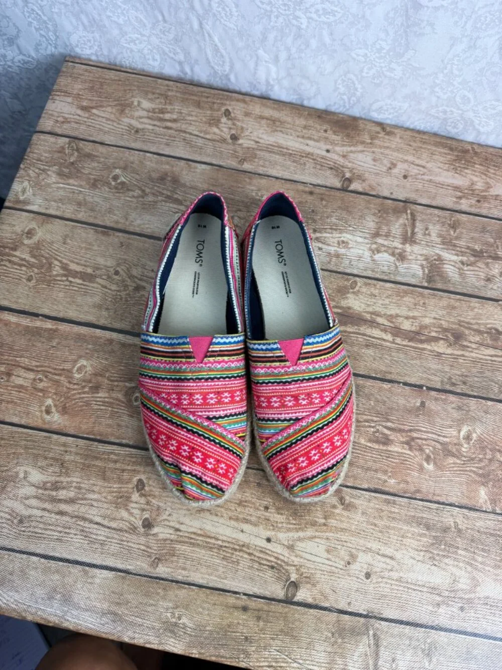TOMS Women’s 10 Multicolor Tribal Aztec Espadrille Slip On Flats Boho Festival
